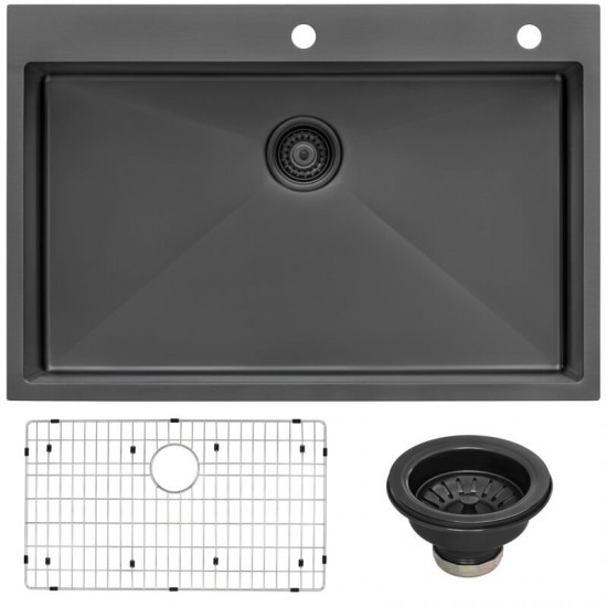 Ruvati Terraza 33 x 22 inch Stainless Steel Kitchen Sink - Gunmetal Matte Black