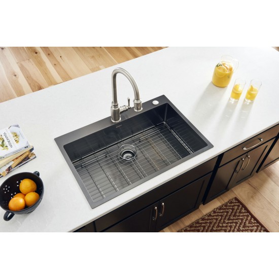 Ruvati Terraza 33 x 22 inch Stainless Steel Kitchen Sink - Gunmetal Matte Black