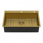 Ruvati Terraza 33 x 22 inch Stainless Steel Kitchen Sink - Brass Tone Matte Gold