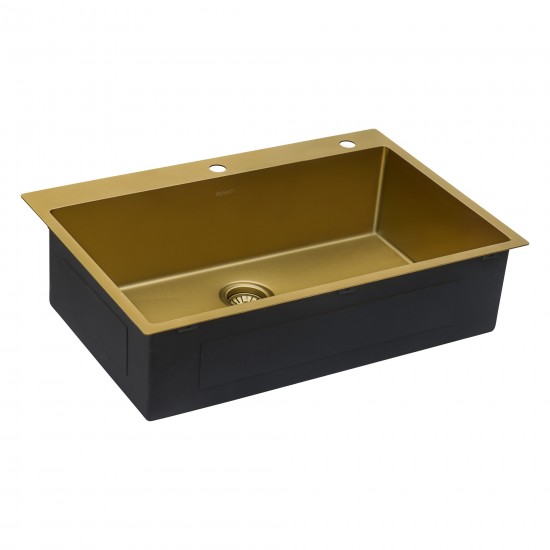 Ruvati Terraza 33 x 22 inch Stainless Steel Kitchen Sink - Brass Tone Matte Gold