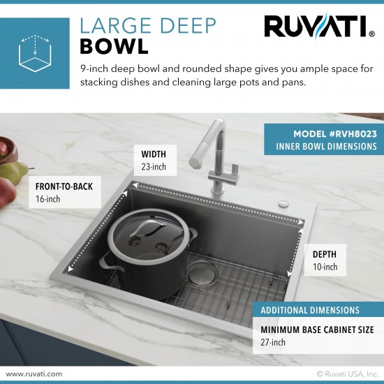 Ruvati Siena 25 x 22 inch Topmount Stainless Steel Kitchen Sink