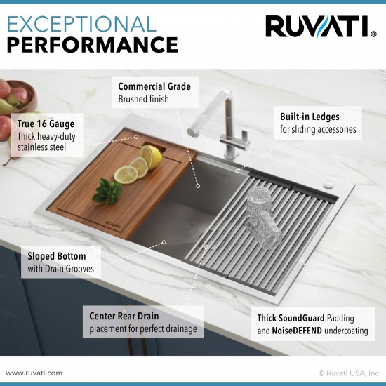 Ruvati Siena 30 x 22 inch Topmount Stainless Steel Kitchen Sink