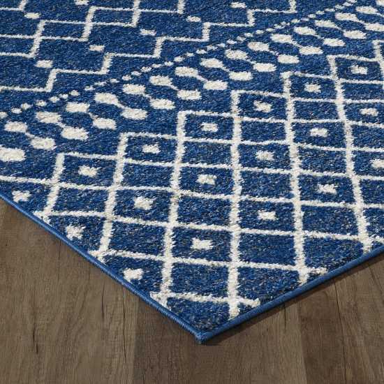 Totti Grid Navy/Cream 2x8 Geometric Rug