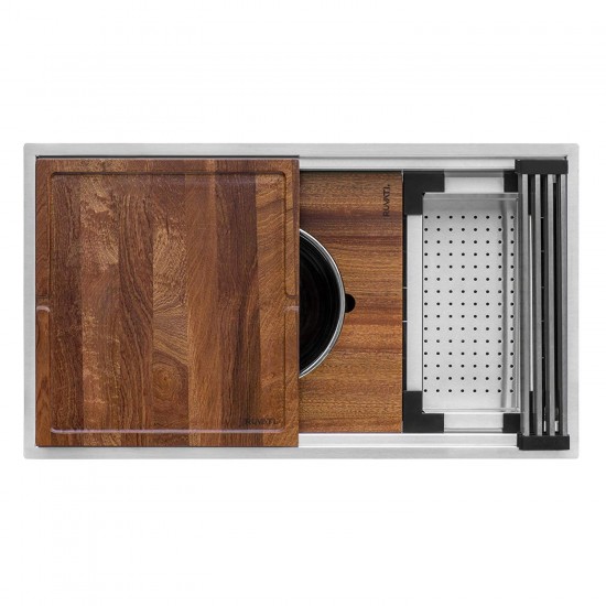 Ruvati Dual-Tier 33 x 19 inch Undermount Stainless Steel Kitchen Sink
