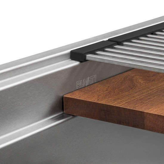 Ruvati Dual-Tier 33 x 19 inch Undermount Stainless Steel Kitchen Sink