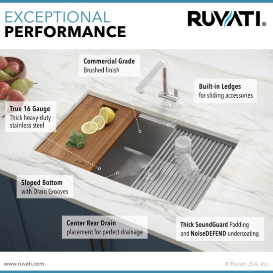 Ruvati Roma Pro 32 x 19 inch Undermount Stainless Steel Kitchen Sink