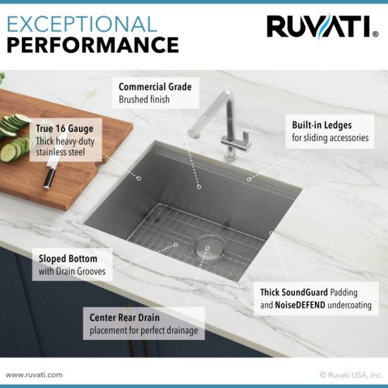 Ruvati Roma 23 x 19 inch Undermount Stainless Steel Kitchen Sink
