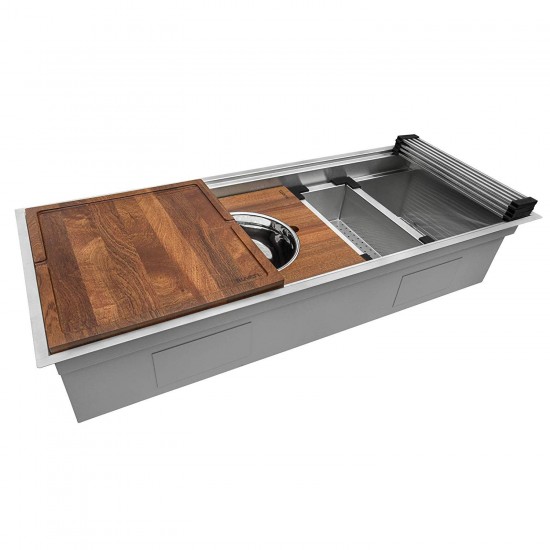 Ruvati Dual-Tier 45 x 19 inch Undermount Stainless Steel Kitchen Sink