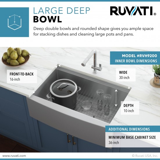 Ruvati Verona 33 x 22 inch Stainless Steel Kitchen Sink