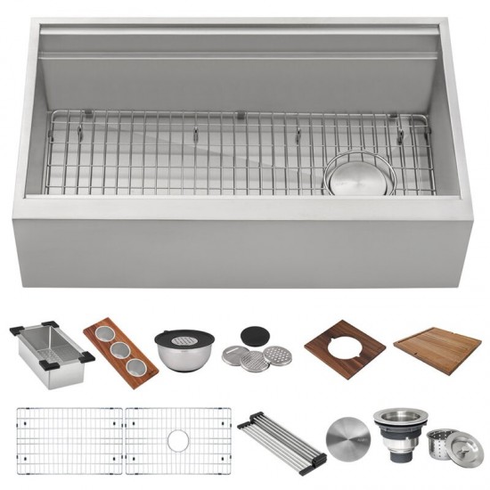 Ruvati Dual-Tier 45 x 20 inch Apron Front Stainless Steel Kitchen Sink