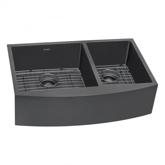 Ruvati Terraza 33 x 22 inch Apron Front Kitchen Sink - Gunmetal Matte Black