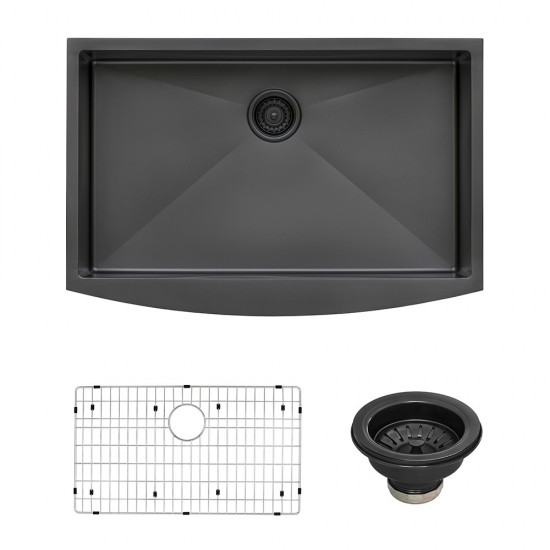 Ruvati Terraza 36 x 22 inch Apron Front Kitchen Sink - Gunmetal Matte Black