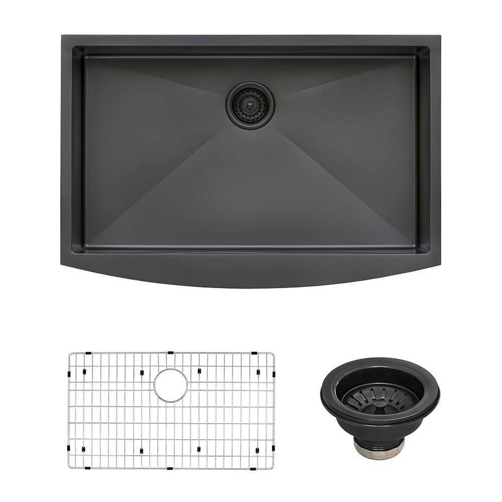 Ruvati Terraza 36 x 22 inch Apron Front Kitchen Sink - Gunmetal Matte Black Ruvati Terraza 36 x 22 inch Apron Front Kitchen Sink - Gunmetal Matte Black