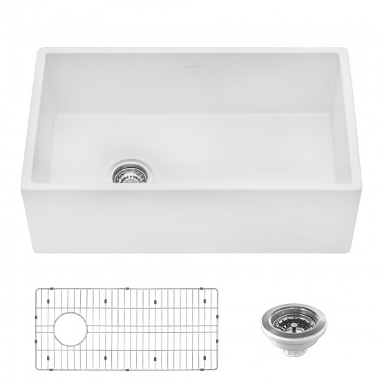Ruvati Fiamma 30 x 18 inch Fireclay Kitchen Sink - White