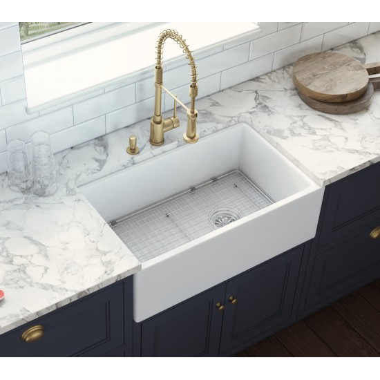 Ruvati Fiamma 30 x 18 inch Farmhouse Fireclay Kitchen Sink - White