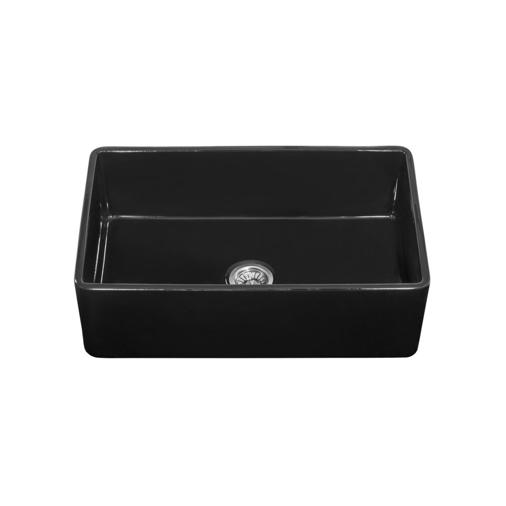 Ruvati Fiamma 30 x 20 inch Farmhouse Fireclay Kitchen Sink - Glossy Black