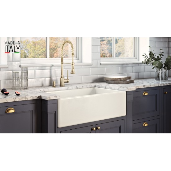 Ruvati Fiamma 30 x 20 inch Farmhouse Fireclay Kitchen Sink - Biscuit