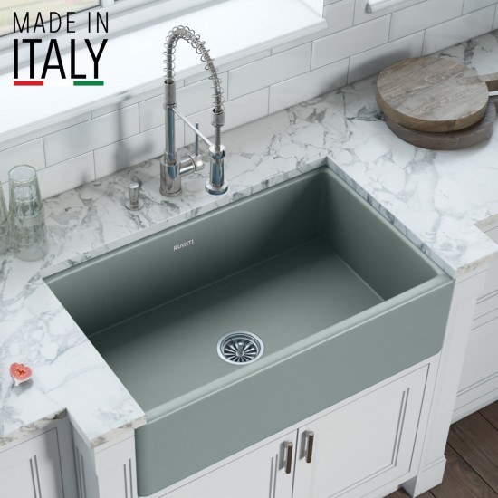 Ruvati Fiamma 30 x 20 inch Farmhouse Fireclay Kitchen Sink - Horizon Gray