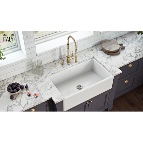 Ruvati Fiamma 30 x 20 inch Farmhouse Fireclay Kitchen Sink - White