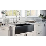 Ruvati Fiamma 33 x 20 inch Farmhouse Fireclay Kitchen Sink - Glossy Black