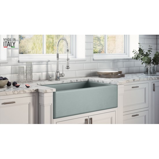 Ruvati Fiamma 33 x 20 inch Farmhouse Fireclay Kitchen Sink - Horizon Gray