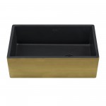 Ruvati Fiamma 30 x 18 inch Farmhouse Fireclay Kitchen Sink - Matte Black/Gold