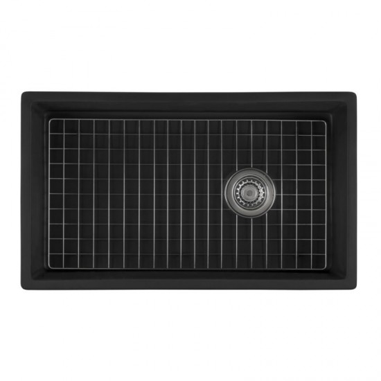 Ruvati Fiamma 30 x 18 inch Farmhouse Fireclay Kitchen Sink - Matte Black