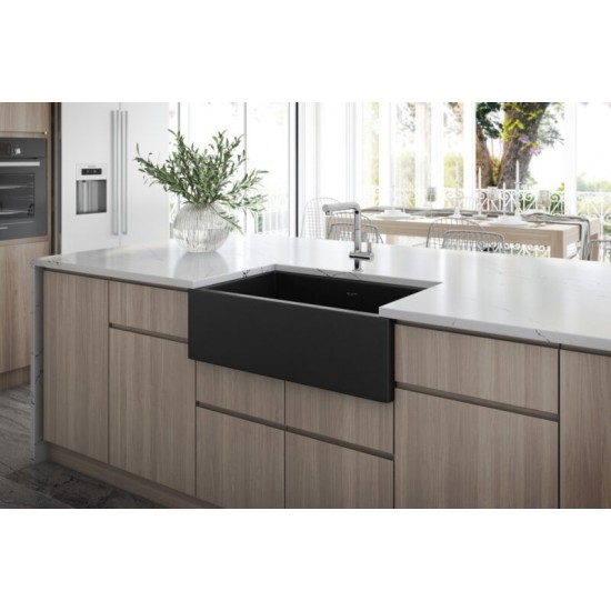 Ruvati Fiamma 30 x 18 inch Farmhouse Fireclay Kitchen Sink - Matte Black