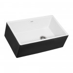 Ruvati Fiamma 30 x 18 inch Farmhouse Fireclay Kitchen Sink - Black and White