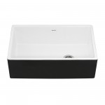 Ruvati Fiamma 30 x 18 inch Farmhouse Fireclay Kitchen Sink - Black and White