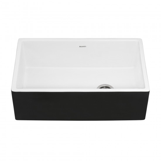 Ruvati Fiamma 30 x 18 inch Farmhouse Fireclay Kitchen Sink - Black and White