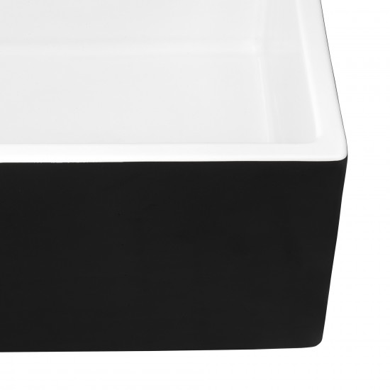 Ruvati Fiamma 30 x 18 inch Farmhouse Fireclay Kitchen Sink - Black and White