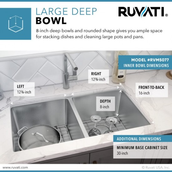 Ruvati Modena 28 x 18 inch Undermount Stainless Steel Kitchen Sink