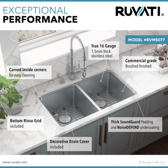 Ruvati Modena 28 x 18 inch Undermount Stainless Steel Kitchen Sink