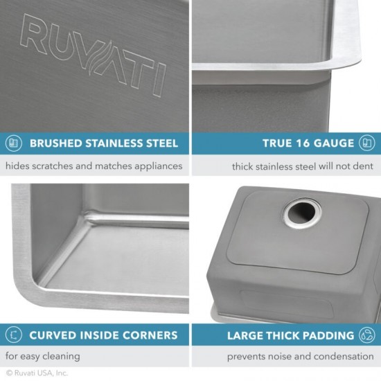 Ruvati Modena 32 x 18 inch Undermount Kitchen Sink - Stainless Steel
