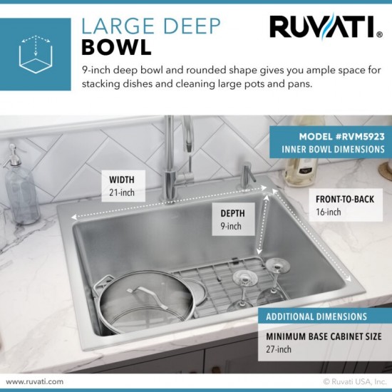 Ruvati Modena 23 x 20 inch Topmount Stainless Steel Kitchen Sink