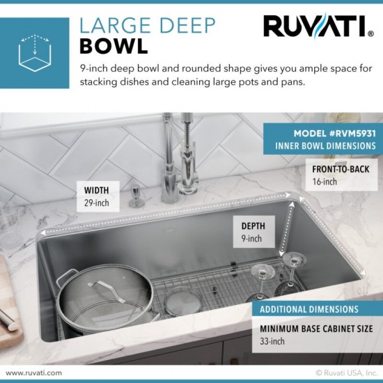 Ruvati Modena 31 x 18 inch Undermount Stainless Steel Kitchen Sink