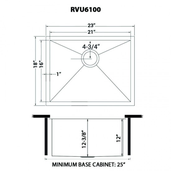 Ruvati Forma 23 x 18 inch Undermount Laundry Sink - Stainless Steel