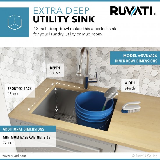 Ruvati Forma 24 x 18 inch Undermount Laundry Sink - Stainless Steel