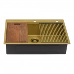 Ruvati Giana 33 x 22 inch Topmount Kitchen Sink - Matte Gold Brass Tone