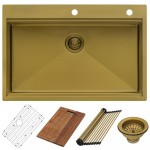 Ruvati Giana 33 x 22 inch Topmount Kitchen Sink - Matte Gold Brass Tone