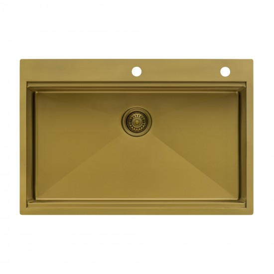 Ruvati Giana 33 x 22 inch Topmount Kitchen Sink - Matte Gold Brass Tone