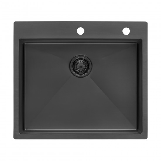 Ruvati Terraza 25 x 22 inch Topmount Kitchen Sink - Gunmetal Matte Black