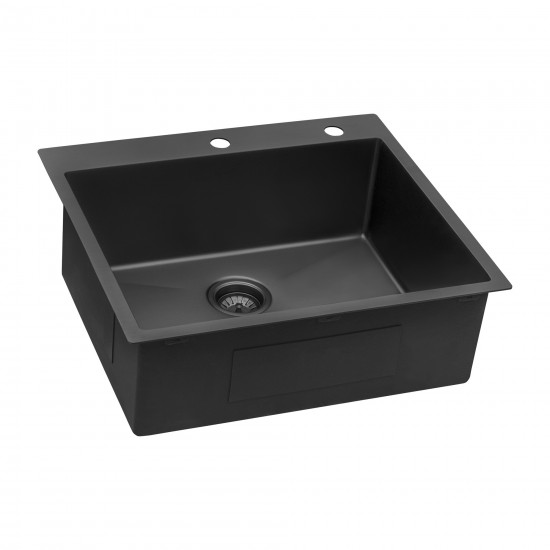 Ruvati Terraza 25 x 22 inch Topmount Kitchen Sink - Gunmetal Matte Black