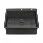 Ruvati Terraza 25 x 22 inch Topmount Kitchen Sink - Gunmetal Matte Black