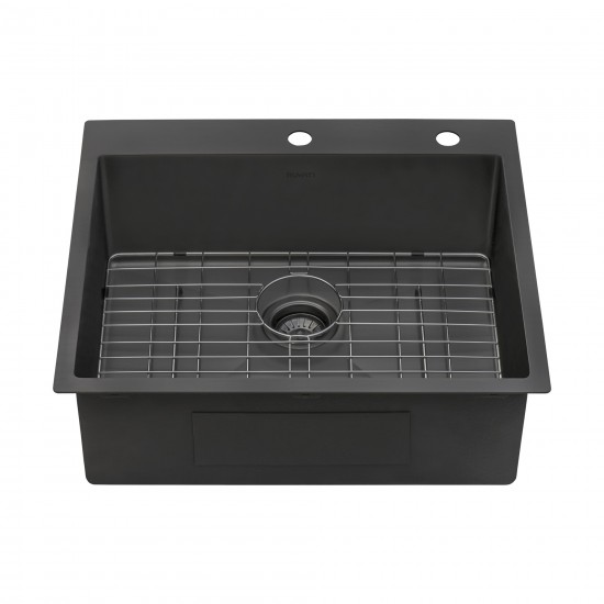 Ruvati Terraza 25 x 22 inch Topmount Kitchen Sink - Gunmetal Matte Black