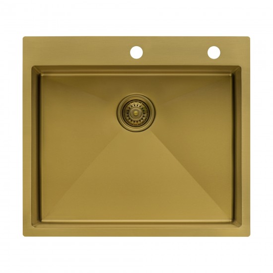 Ruvati Terraza 25 x 22 inch Topmount Kitchen Sink - Matte Gold Brass Tone