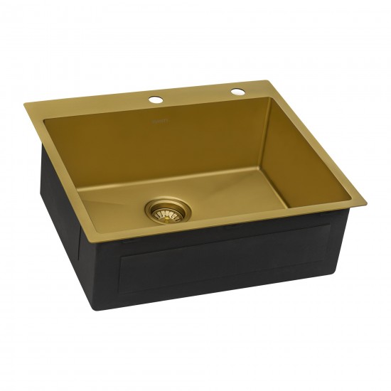 Ruvati Terraza 25 x 22 inch Topmount Kitchen Sink - Matte Gold Brass Tone