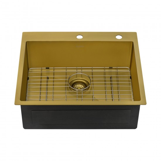 Ruvati Terraza 25 x 22 inch Topmount Kitchen Sink - Matte Gold Brass Tone