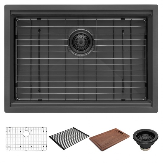 Ruvati Giana 27 x 19 inch Undermount Kitchen Sink - Gunmetal Matte Black